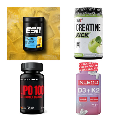 Wettkampfvorbereitung: ESN ISOCLEAR + MST Creatine + 2 weitere – alle enthaltenen Artikel