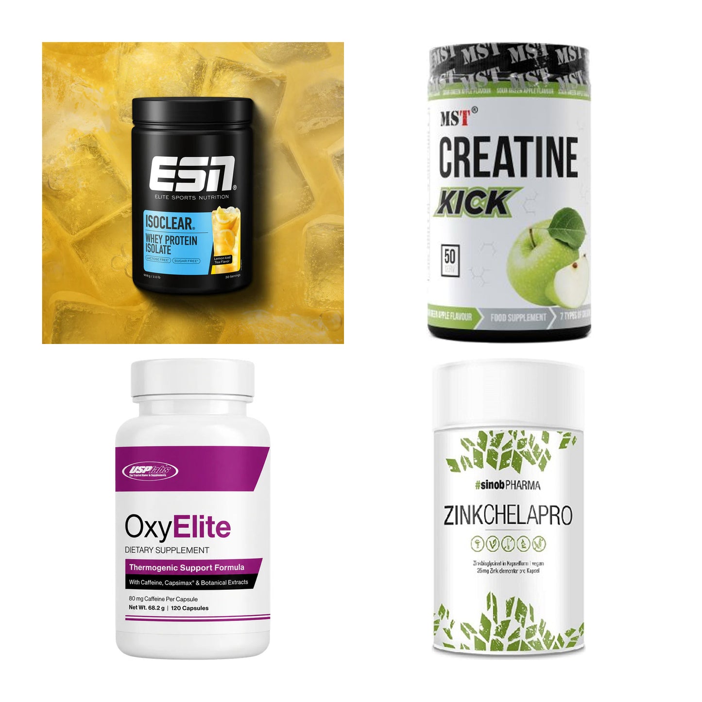 Wettkampfvorbereitung: ESN ISOCLEAR + MST Creatine + 2 weitere – alle enthaltenen Artikel