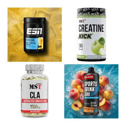 Wettkampfvorbereitung: ESN ISOCLEAR + MST Creatine + 2 weitere – alle enthaltenen Artikel
