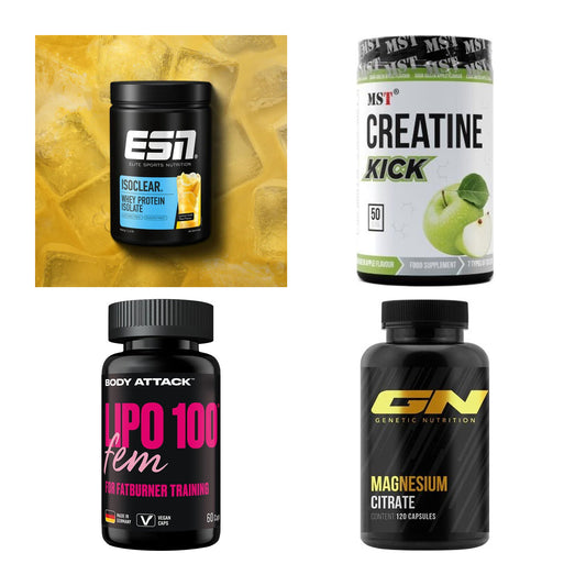 Wettkampfvorbereitung: ESN ISOCLEAR + MST Creatine + 2 weitere – alle enthaltenen Artikel