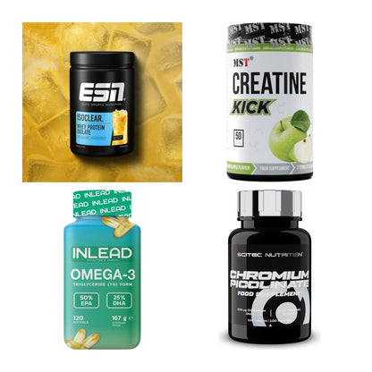 Wettkampfvorbereitung: ESN ISOCLEAR + MST Creatine + 2 weitere – alle enthaltenen Artikel