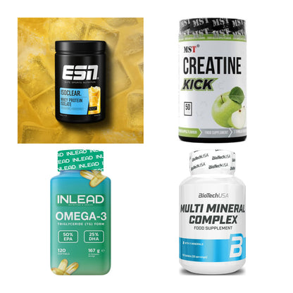 Wettkampfvorbereitung: ESN ISOCLEAR + MST Creatine + 2 weitere – alle enthaltenen Artikel