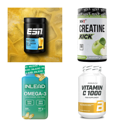 Wettkampfvorbereitung: ESN ISOCLEAR + MST Creatine + 2 weitere – alle enthaltenen Artikel