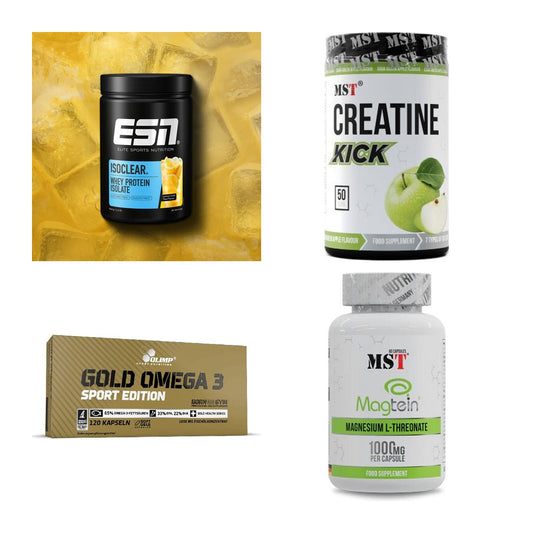 Wettkampfvorbereitung: ESN ISOCLEAR + MST Creatine + 2 weitere – alle enthaltenen Artikel