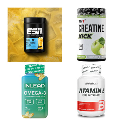 Wettkampfvorbereitung: ESN ISOCLEAR + MST Creatine + 2 weitere – alle enthaltenen Artikel