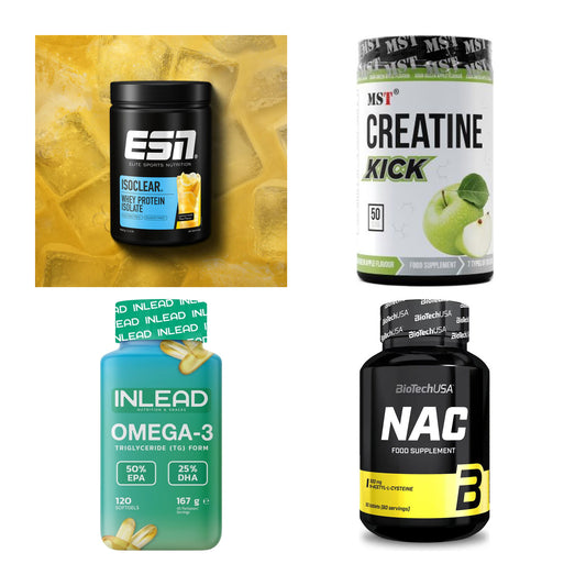 Wettkampfvorbereitung: ESN ISOCLEAR + MST Creatine + 2 weitere – alle enthaltenen Artikel