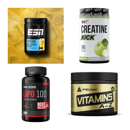 Wettkampfvorbereitung: ESN ISOCLEAR + MST Creatine + 2 weitere – alle enthaltenen Artikel