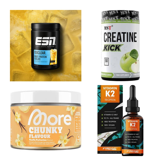 Wettkampfvorbereitung: ESN ISOCLEAR + MST Creatine + 2 weitere – alle enthaltenen Artikel