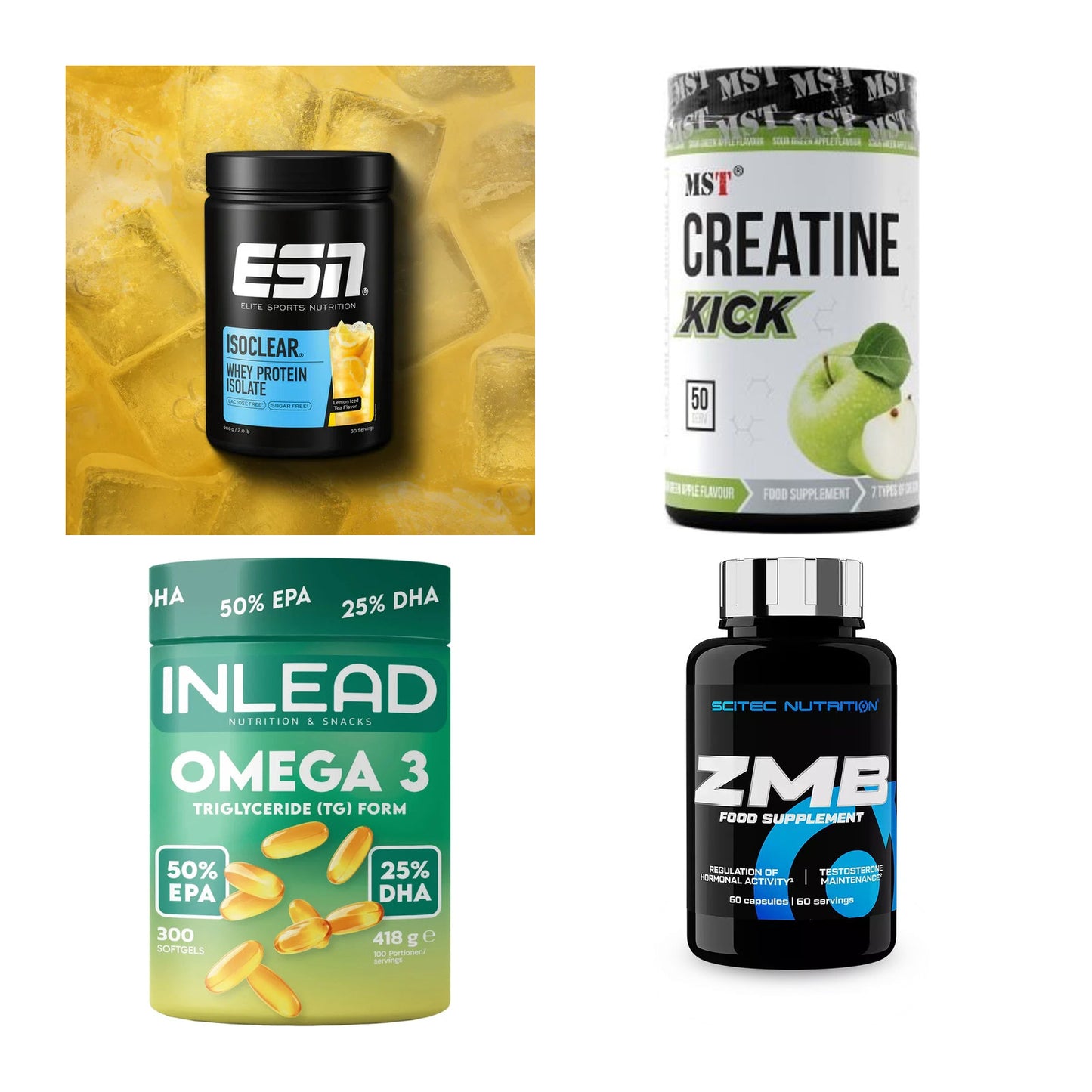 Wettkampfvorbereitung: ESN ISOCLEAR + MST Creatine + 2 weitere – alle enthaltenen Artikel