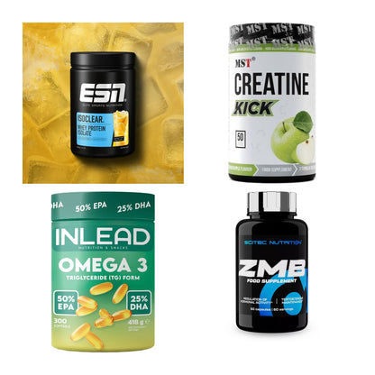 Wettkampfvorbereitung: ESN ISOCLEAR + MST Creatine + 2 weitere – alle enthaltenen Artikel