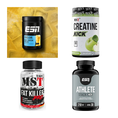 Wettkampfvorbereitung: ESN ISOCLEAR + MST Creatine + 2 weitere – alle enthaltenen Artikel