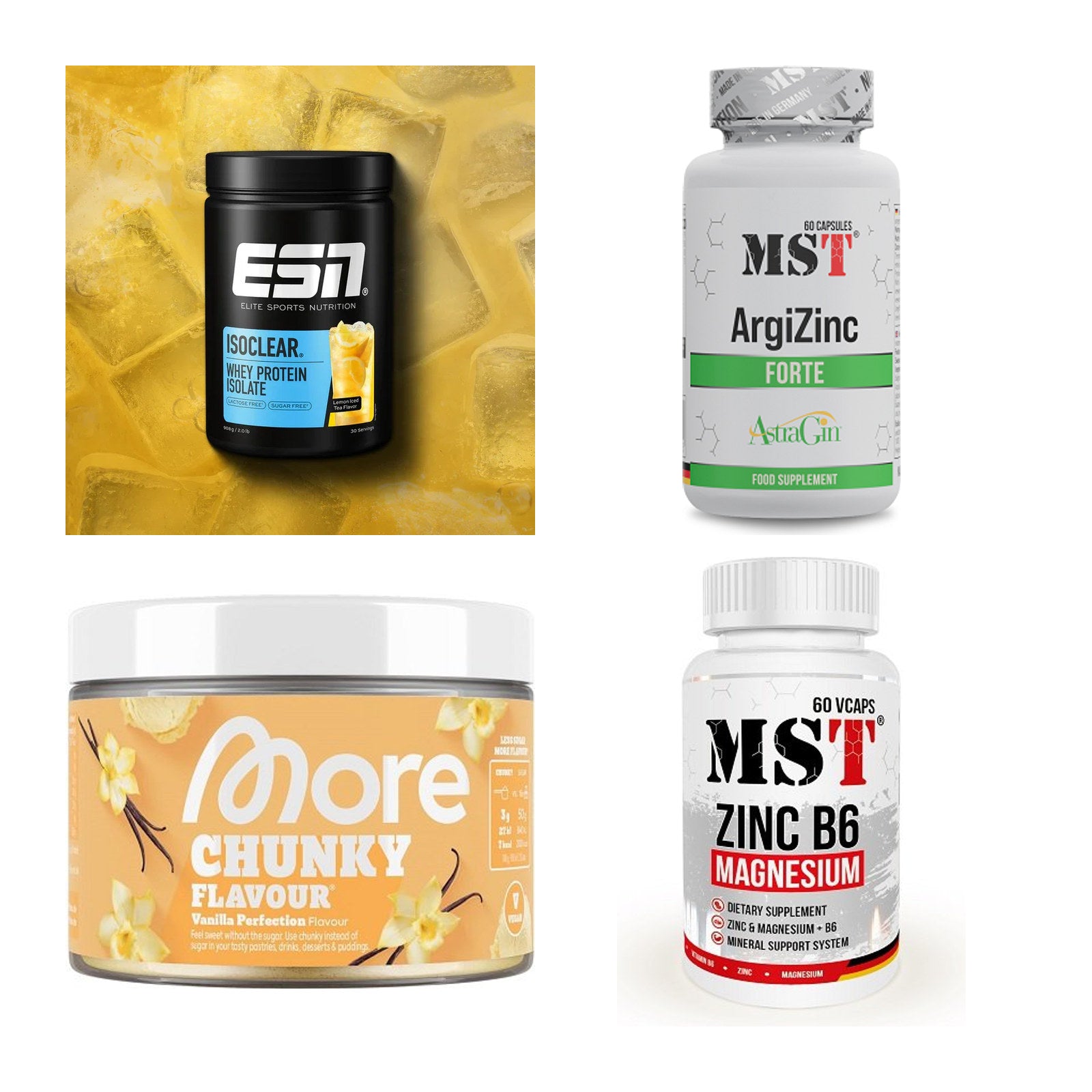 Wettkampfvorbereitung: ESN ISOCLEAR + MST ArgiZinc + 2 weitere – alle enthaltenen Artikel