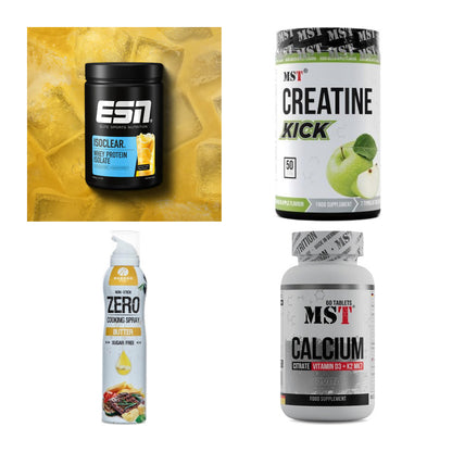 Wettkampfvorbereitung: ESN ISOCLEAR + MST Creatine + 2 weitere – alle enthaltenen Artikel