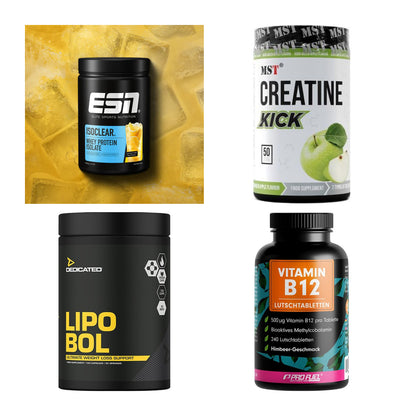 Wettkampfvorbereitung: ESN ISOCLEAR + MST Creatine + 2 weitere – alle enthaltenen Artikel
