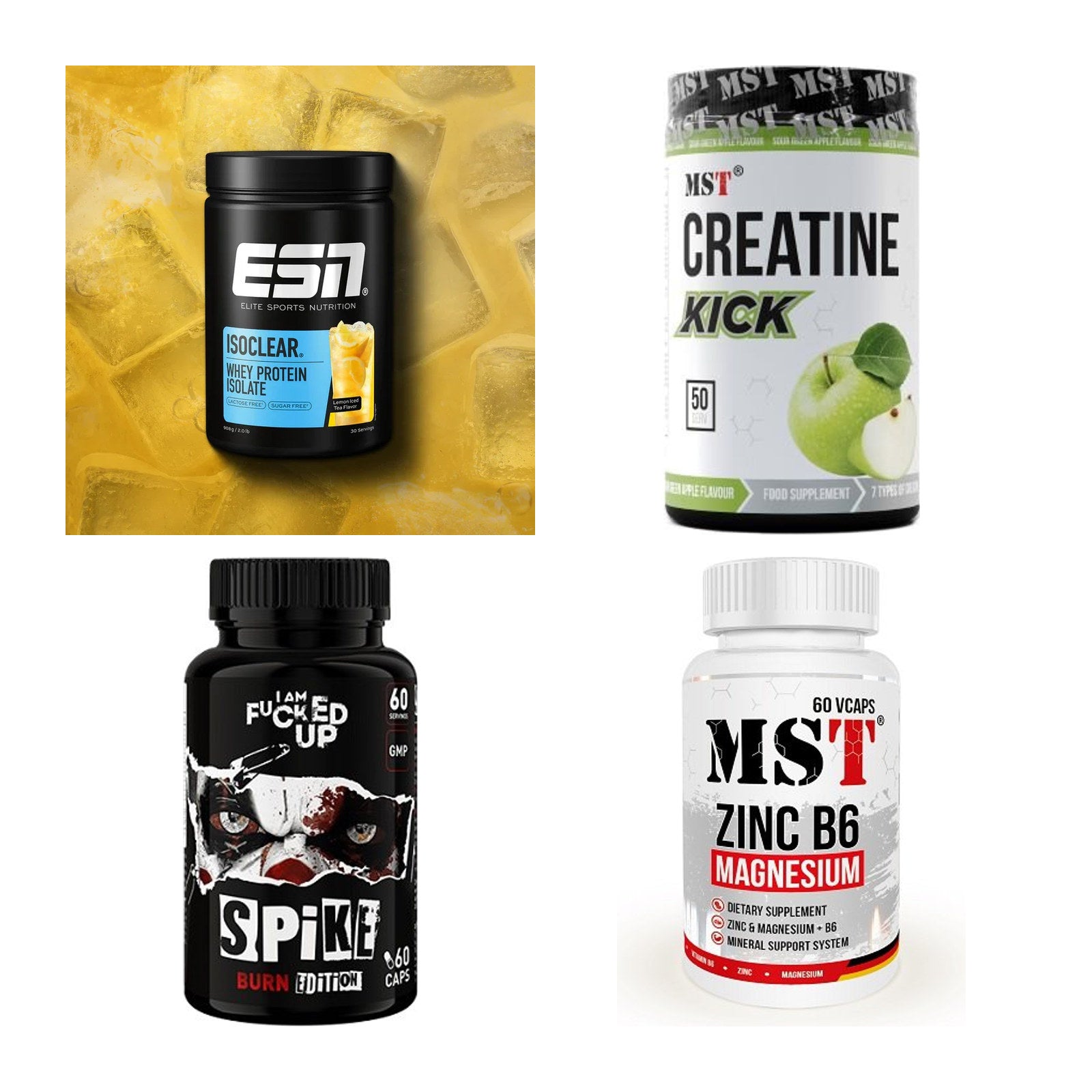 Wettkampfvorbereitung: ESN ISOCLEAR + MST Creatine + 2 weitere – alle enthaltenen Artikel