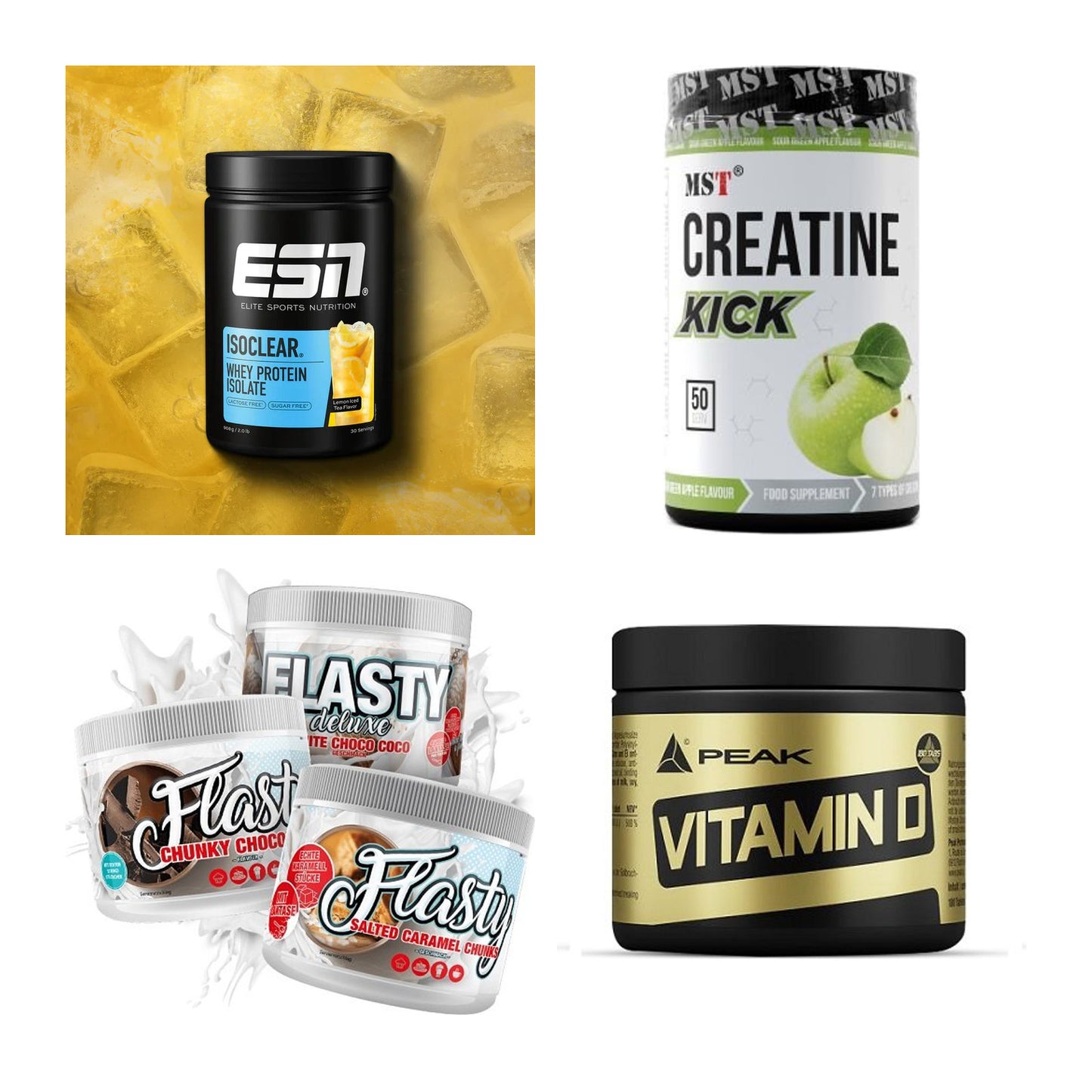 Wettkampfvorbereitung: ESN ISOCLEAR + MST Creatine + 2 weitere – alle enthaltenen Artikel