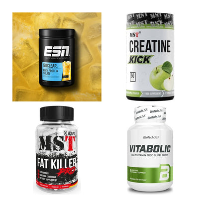 Wettkampfvorbereitung: ESN ISOCLEAR + MST Creatine + 2 weitere – alle enthaltenen Artikel