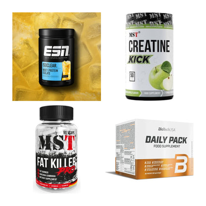 Wettkampfvorbereitung: ESN ISOCLEAR + MST Creatine + 2 weitere – alle enthaltenen Artikel