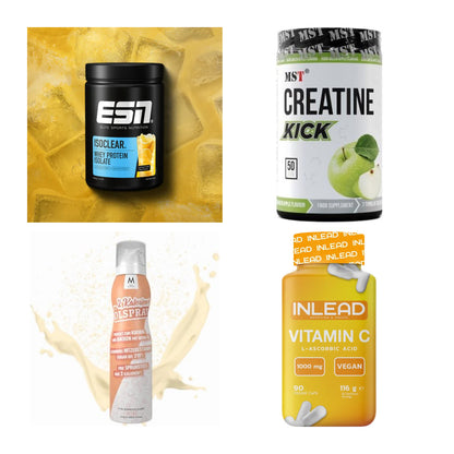 Wettkampfvorbereitung: ESN ISOCLEAR + MST Creatine + 2 weitere – alle enthaltenen Artikel