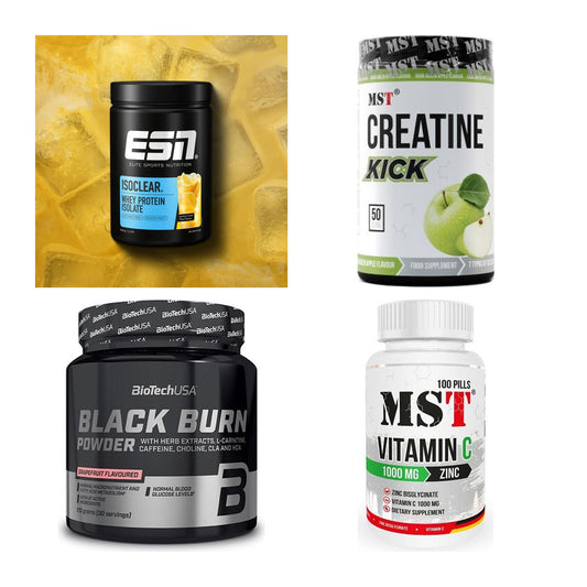 Wettkampfvorbereitung: ESN ISOCLEAR + MST Creatine + 2 weitere – alle enthaltenen Artikel