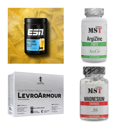 Wettkampfvorbereitung: ESN ISOCLEAR + MST ArgiZinc + 2 weitere – alle enthaltenen Artikel