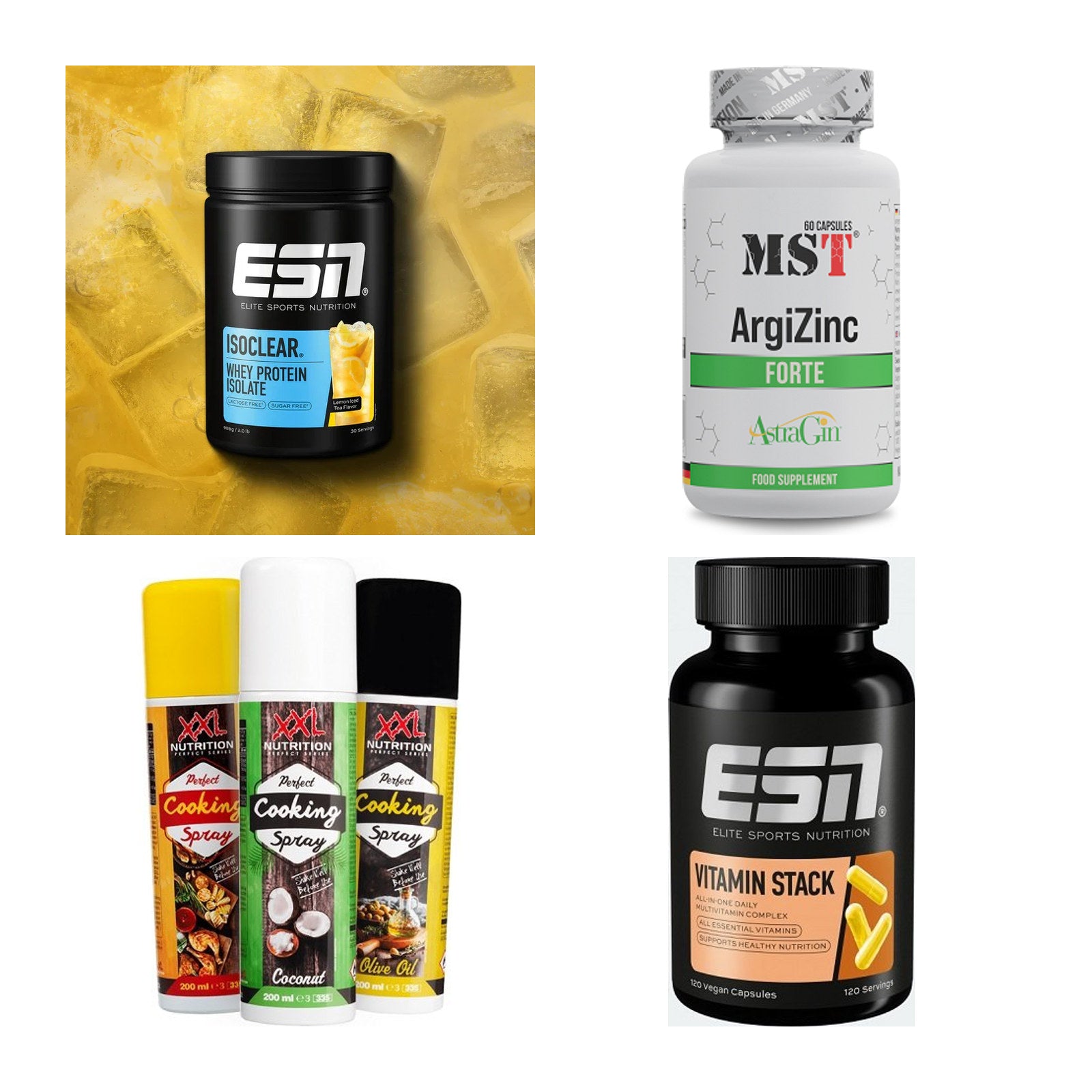 Wettkampfvorbereitung: ESN ISOCLEAR + MST ArgiZinc + 2 weitere – alle enthaltenen Artikel