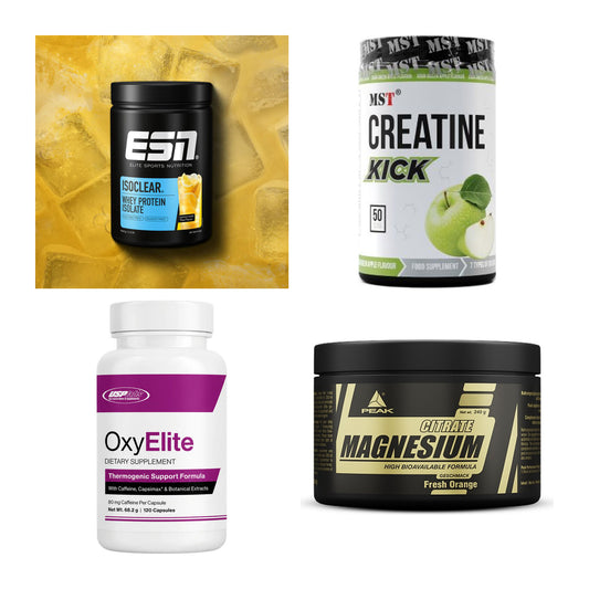 Wettkampfvorbereitung: ESN ISOCLEAR + MST Creatine + 2 weitere – alle enthaltenen Artikel