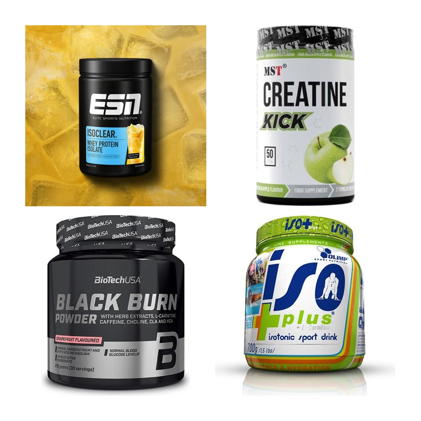 Wettkampfvorbereitung: ESN ISOCLEAR + MST Creatine + 2 weitere – alle enthaltenen Artikel