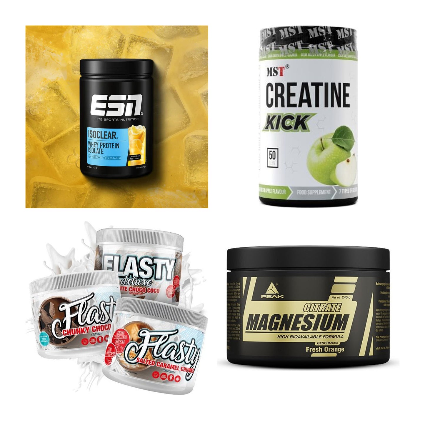 Wettkampfvorbereitung: ESN ISOCLEAR + MST Creatine + 2 weitere – alle enthaltenen Artikel