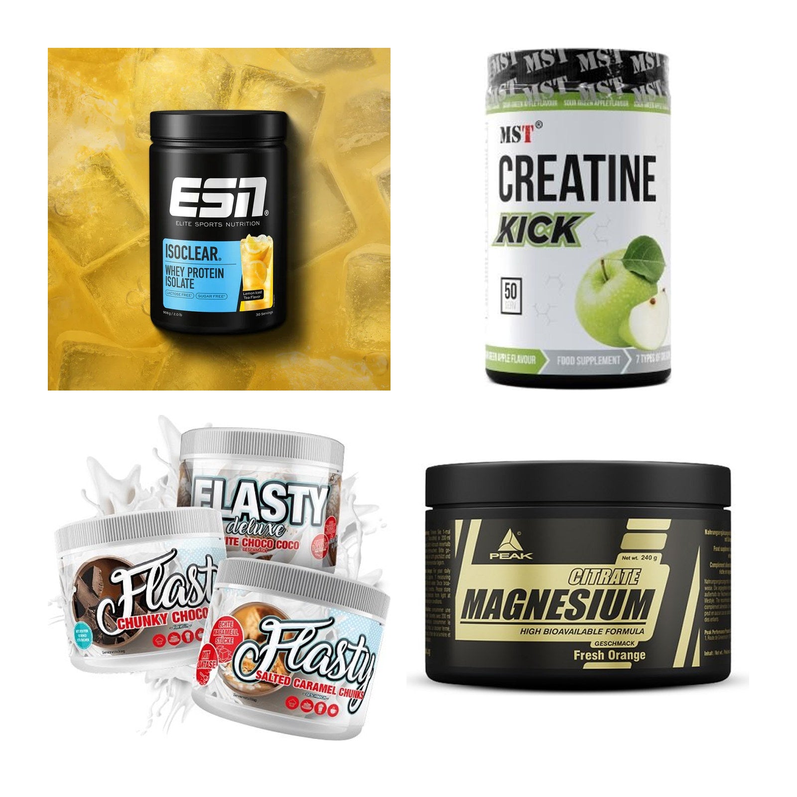 Wettkampfvorbereitung: ESN ISOCLEAR + MST Creatine + 2 weitere – alle enthaltenen Artikel