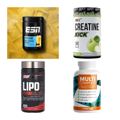 Wettkampfvorbereitung: ESN ISOCLEAR + MST Creatine + 2 weitere – alle enthaltenen Artikel