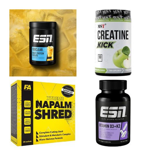 Wettkampfvorbereitung: ESN ISOCLEAR + MST Creatine + 2 weitere – alle enthaltenen Artikel