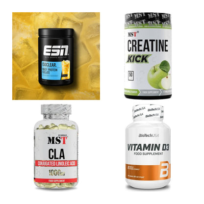 Wettkampfvorbereitung: ESN ISOCLEAR + MST Creatine + 2 weitere – alle enthaltenen Artikel