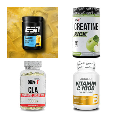 Wettkampfvorbereitung: ESN ISOCLEAR + MST Creatine + 2 weitere – alle enthaltenen Artikel