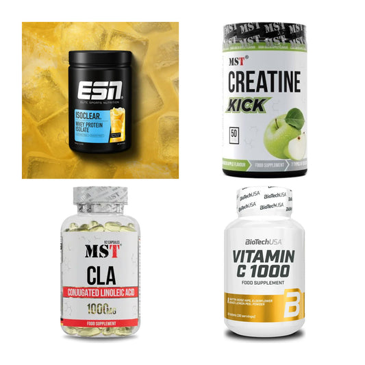 Wettkampfvorbereitung: ESN ISOCLEAR + MST Creatine + 2 weitere – alle enthaltenen Artikel