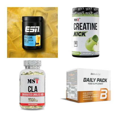 Wettkampfvorbereitung: ESN ISOCLEAR + MST Creatine + 2 weitere – alle enthaltenen Artikel