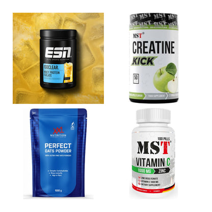 Wettkampfvorbereitung: ESN ISOCLEAR + MST Creatine + 2 weitere – alle enthaltenen Artikel