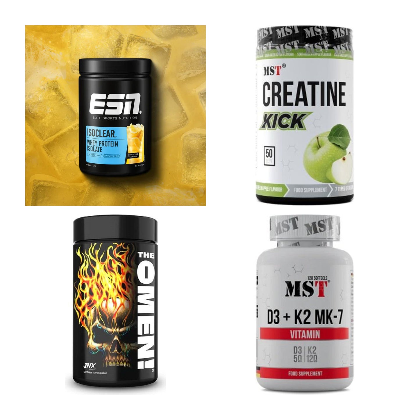 Wettkampfvorbereitung: ESN ISOCLEAR + MST Creatine + 2 weitere – alle enthaltenen Artikel