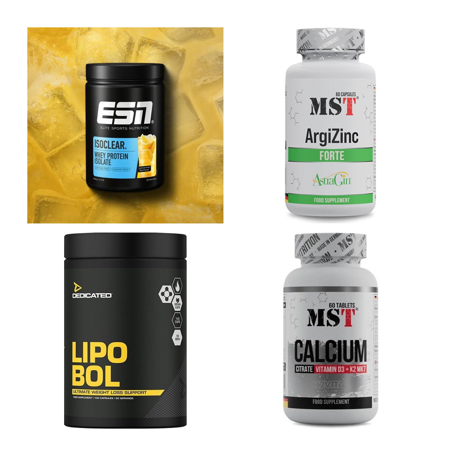 Wettkampfvorbereitung: ESN ISOCLEAR + MST ArgiZinc + 2 weitere – alle enthaltenen Artikel
