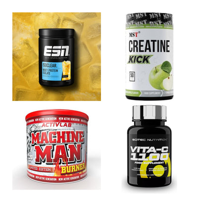 Wettkampfvorbereitung: ESN ISOCLEAR + MST Creatine + 2 weitere – alle enthaltenen Artikel