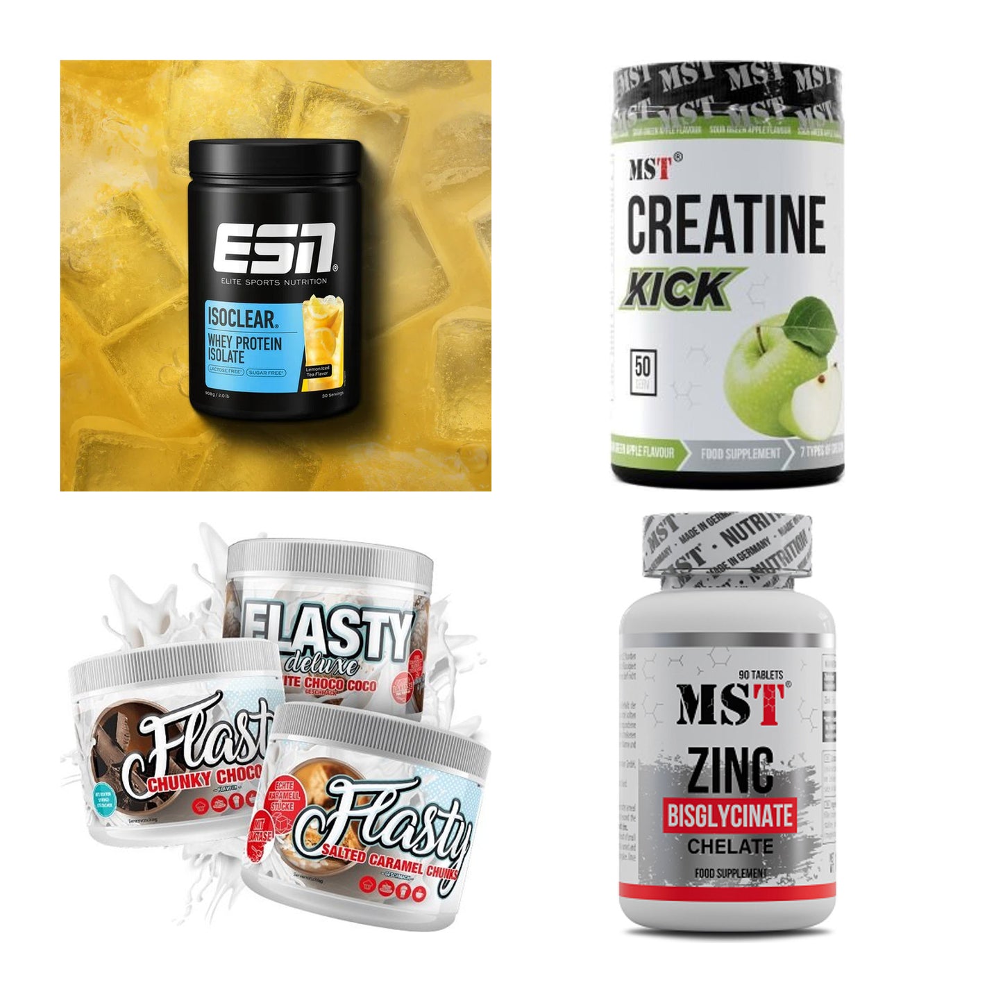 Wettkampfvorbereitung: ESN ISOCLEAR + MST Creatine + 2 weitere – alle enthaltenen Artikel