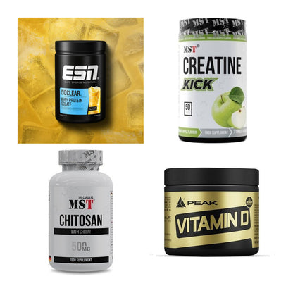 Wettkampfvorbereitung: ESN ISOCLEAR + MST Creatine + 2 weitere – alle enthaltenen Artikel