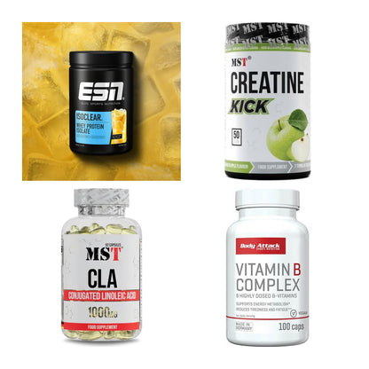 Wettkampfvorbereitung: ESN ISOCLEAR + MST Creatine + 2 weitere – alle enthaltenen Artikel