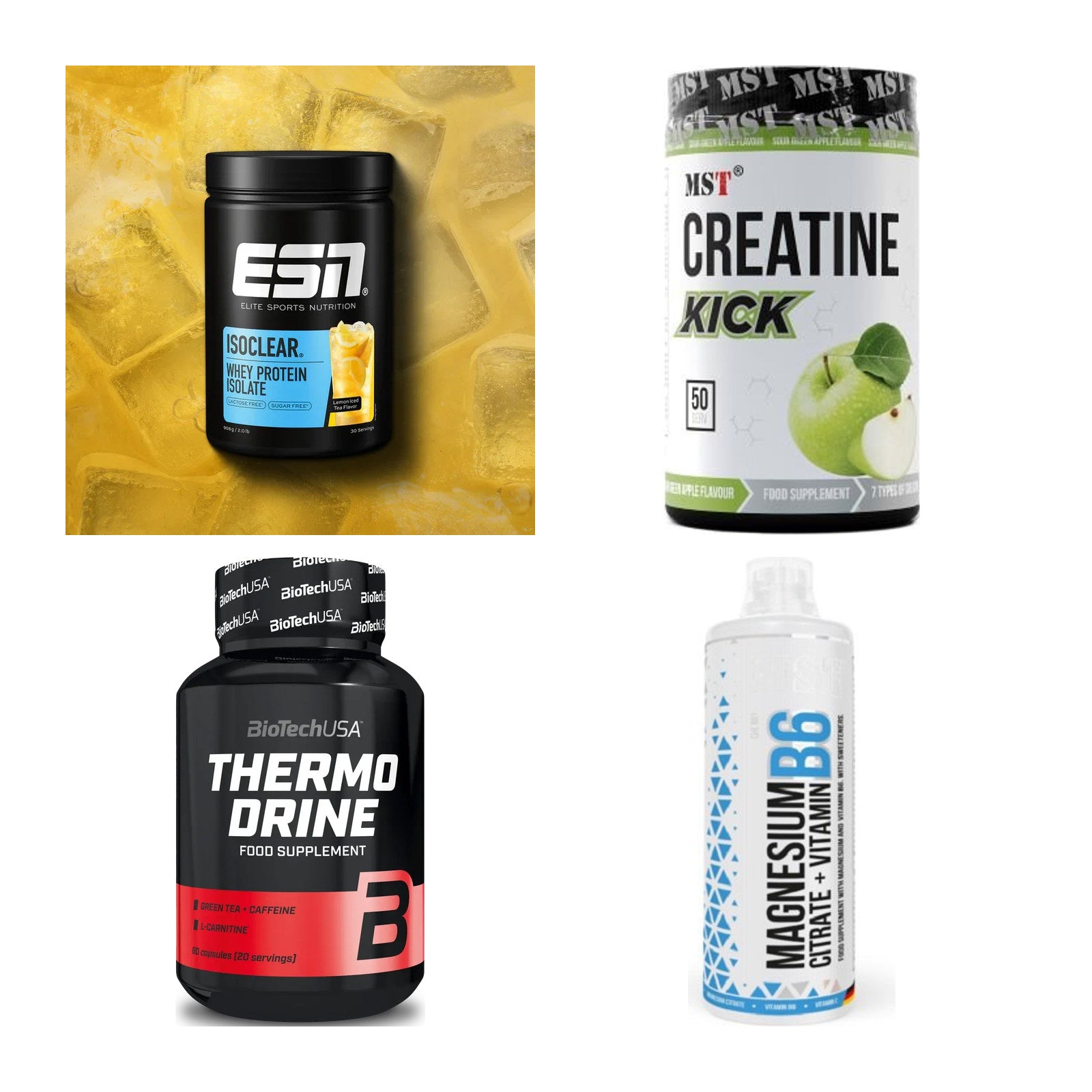 Wettkampfvorbereitung: ESN ISOCLEAR + MST Creatine + 2 weitere – alle enthaltenen Artikel