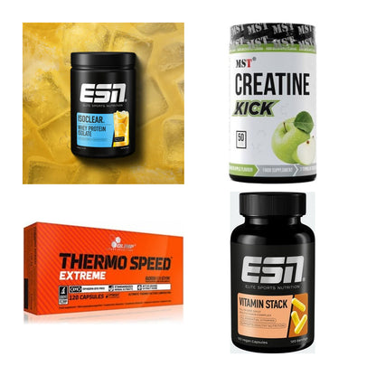 Wettkampfvorbereitung: ESN ISOCLEAR + MST Creatine + 2 weitere – alle enthaltenen Artikel