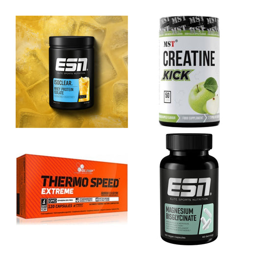 Wettkampfvorbereitung: ESN ISOCLEAR + MST Creatine + 2 weitere – alle enthaltenen Artikel