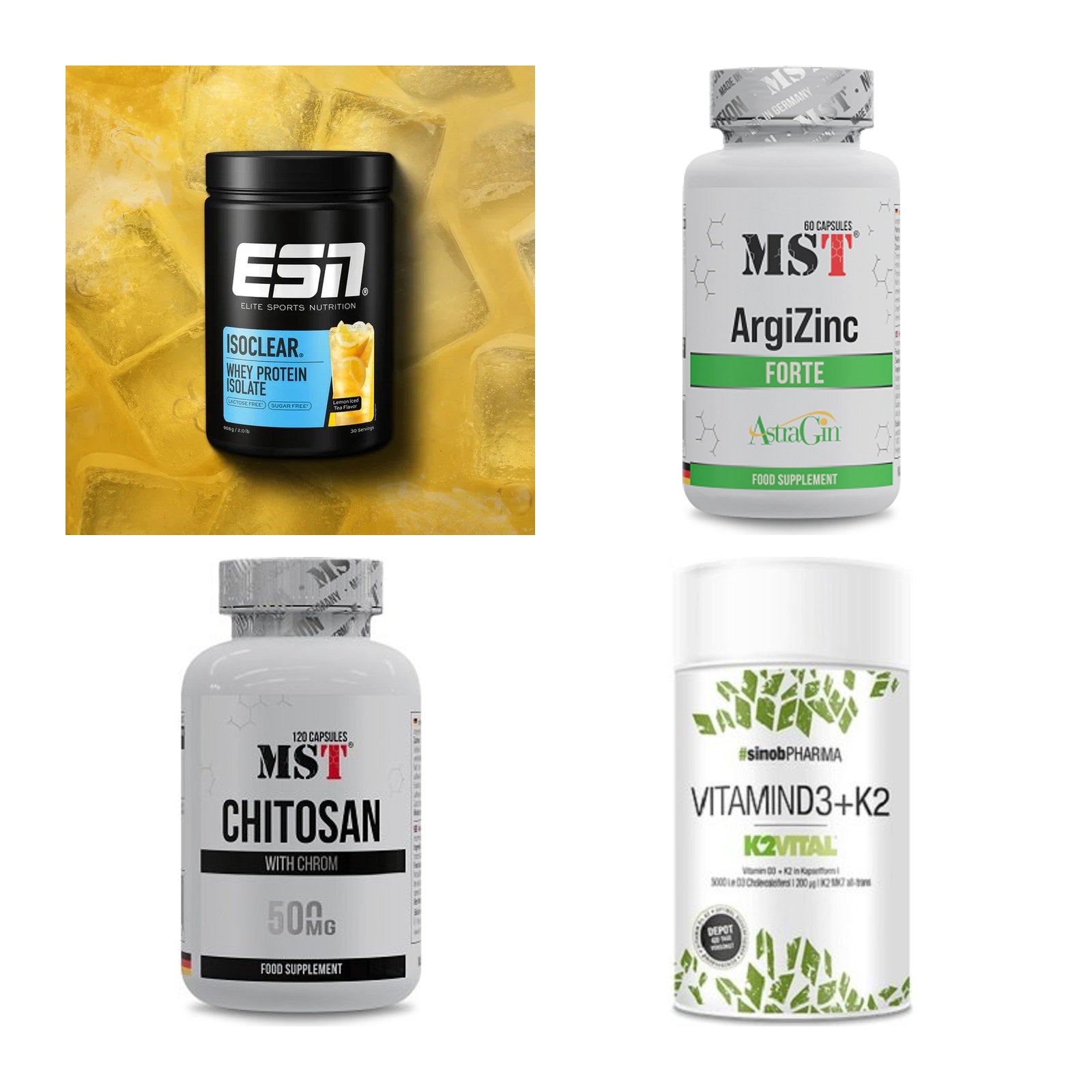 Wettkampfvorbereitung: ESN ISOCLEAR + MST ArgiZinc + 2 weitere – alle enthaltenen Artikel