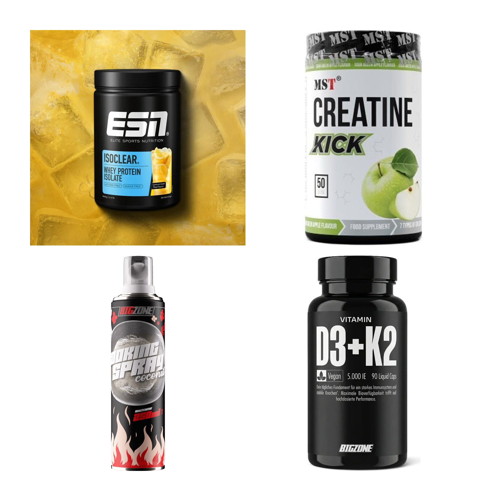 Wettkampfvorbereitung: ESN ISOCLEAR + MST Creatine + 2 weitere – alle enthaltenen Artikel