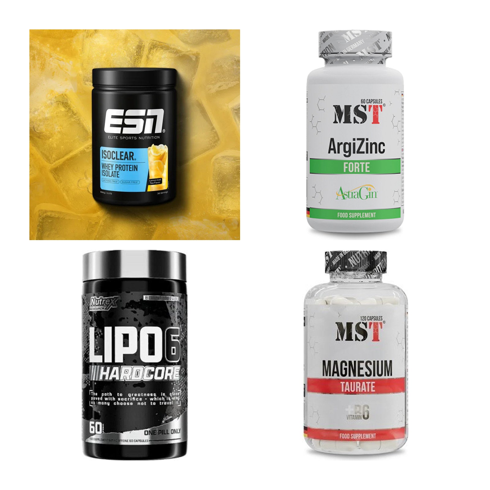 Wettkampfvorbereitung: ESN ISOCLEAR + MST ArgiZinc + 2 weitere – alle enthaltenen Artikel