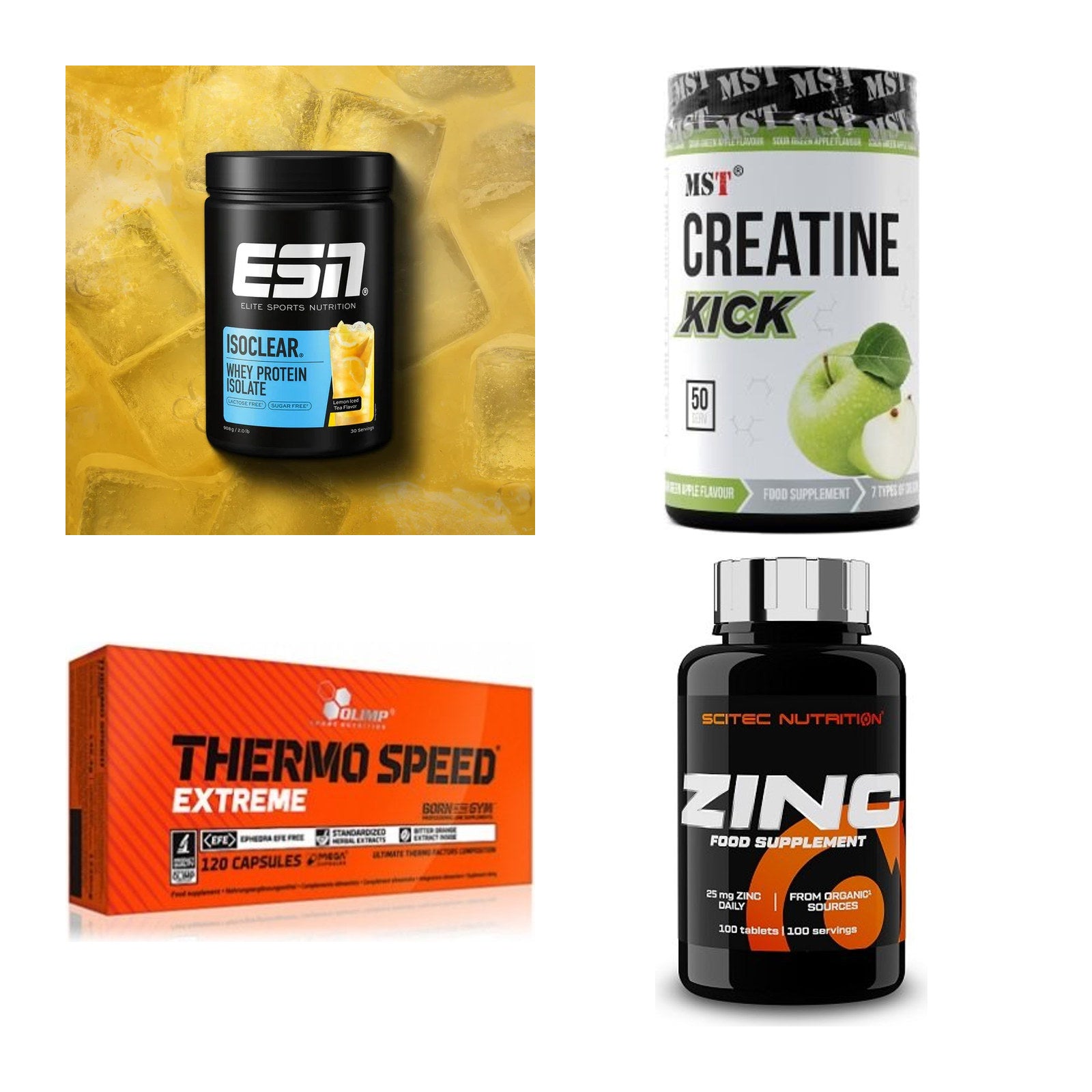 Wettkampfvorbereitung: ESN ISOCLEAR + MST Creatine + 2 weitere – alle enthaltenen Artikel
